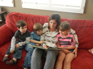 Reading aloud on couch